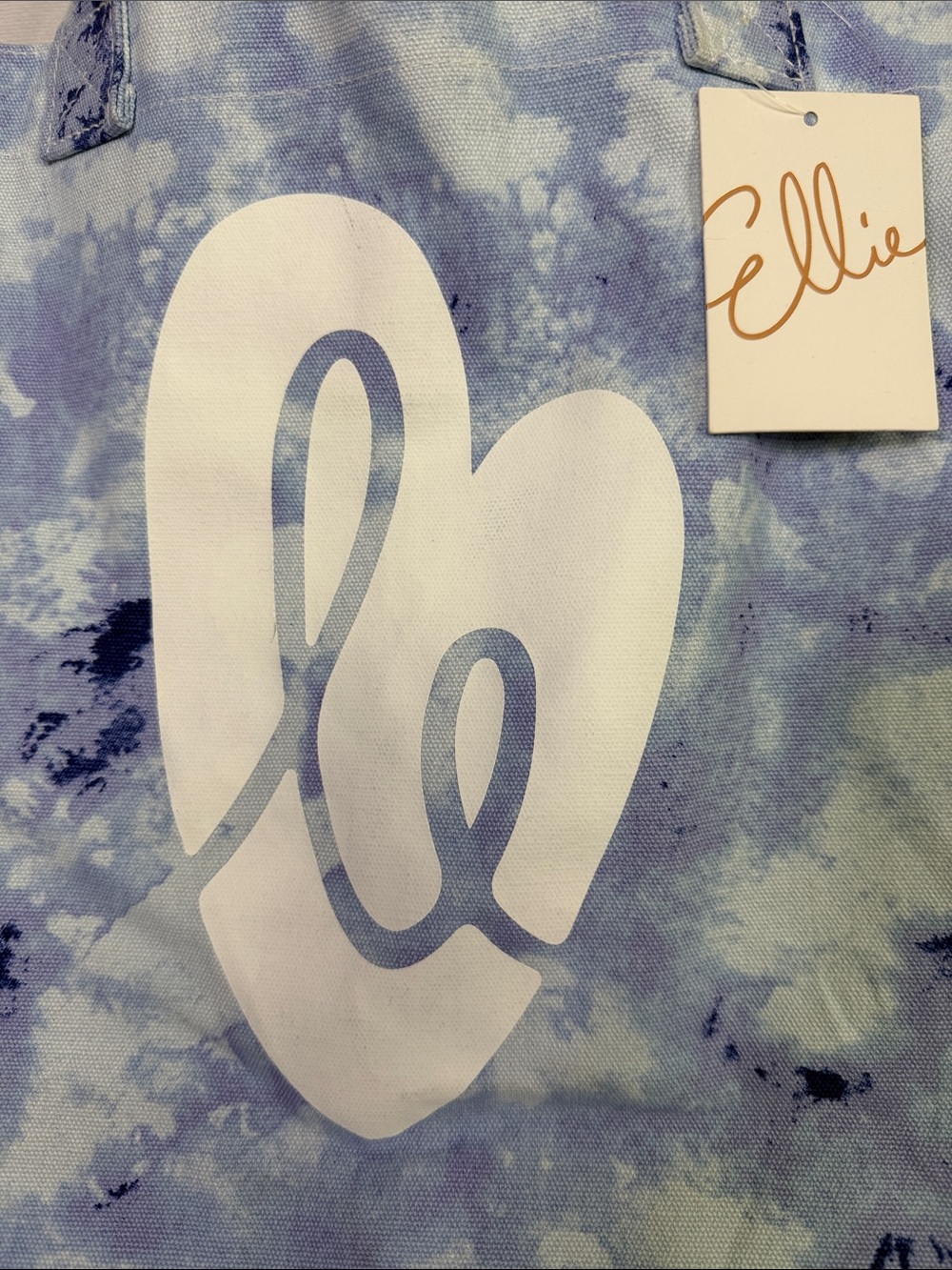 Ellie Lavender Tie-Dye Canvas Tote with White Heart Logo - Picture 2 of 6